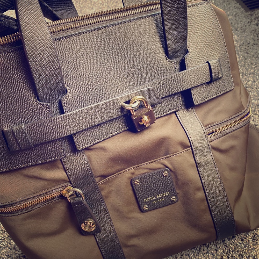 Henri Bendel Brown Nylon Shoulder Bag/Backpack